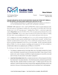 CEDAR FAIR, L.P. DECLARES First QUARTER CASH DISTRIBUTION
