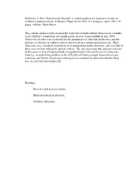 Katherine A. Barr. Detectives & Diversity: a Content Analysis Of