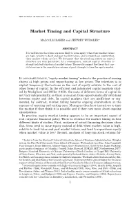 Market Timing and Capital Structure