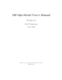 MP-Opt-Model User's Manual, Version