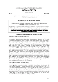 NEWSLETTER ISSN 1443-4962 No