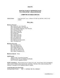REGULAR SESSION COMMITTEE on HUMAN SERVICES Call to Order