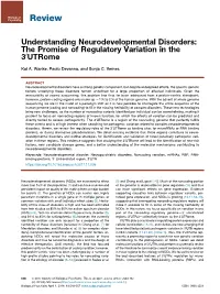 Understanding Neurodevelopmental Disorders: the Promise of Regulatory Variation in the 30Utrome