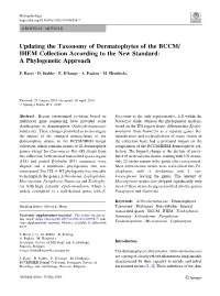 Updating the Taxonomy of Dermatophytes of the BCCM/ IHEM Collection According to the New Standard: a Phylogenetic Approach