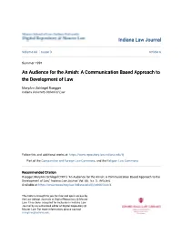 An Audience for the Amish: a Communication Based Approach to the Development of Law
