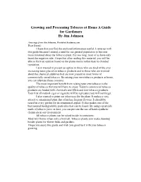 Growing and Processing Tobacco at Home a Guide for Gardeners by Jim Johnson