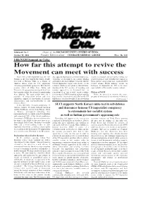 How Far This Attempt to Revive the Movement Can Meet with Success