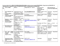 List of Provisional Registration of Msos As on 28.02.2017