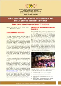 Local Government Councils' Performance and Public