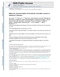 Molecular Characterization of Selectively Vulnerable Neurons in Alzheimer's Disease