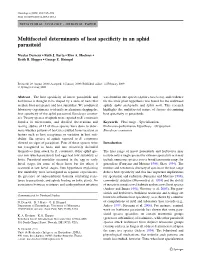 Multifaceted Determinants of Host Specificity in an Aphid Parasitoid