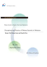 Perceptions and Practice of Human Security in Malaysia