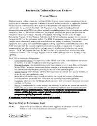 Readiness in Technical Base and Facilities