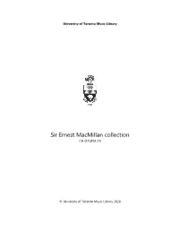 Sir Ernest Macmillan Collection CA OTUFM 15