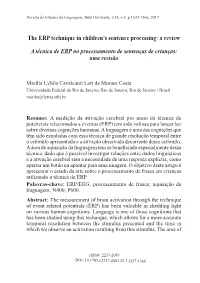 The ERP Technique in Children's Sentence Processing: a Review a Técnica De ERP No Processamento De Sentenças De Crianças: U