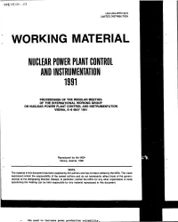 Working Material Nuclear Power Plant Control and Instrumentation 1991