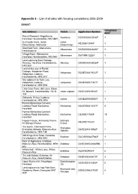 Appendix 8 – List of All Sites with Housing Completions 2006-2009