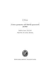 Coarse Geometry and Finitely Generated Groups