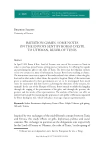 Imitation Games. Some Notes on the Envoys Sent by Borso D’Este to Uthman, Ruler of Tunis