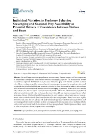 Individual Variation in Predatory Behavior, Scavenging and Seasonal Prey Availability As Potential Drivers of Coexistence Between Wolves and Bears