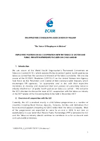 Malawi Employers' Position on ILO Cooperation with the Tobacco Sector
