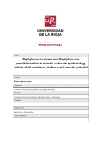 Staphylococcus Aureus and Staphylococcus Pseudintermedius in Animals: Molecular Epidemiology, Antimicrobial Resistance, Virulence and Zoonotic Potential
