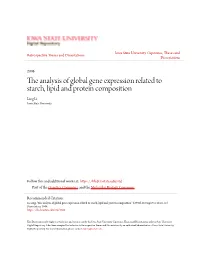 The Analysis of Global Gene Expression Related to Starch, Lipid and Protein Composition