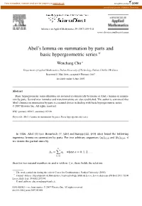 Abel's Lemma on Summation by Parts and Basic Hypergeometric Series