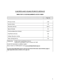 Directory of Establishments 2019/20- Index
