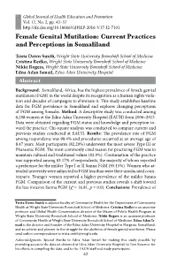 Female Genital Mutilation: Current Practices and Perceptions in Somaliland