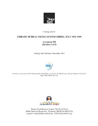 Finding Aid for the Library Bureau Filing System Series, July 1921-1929