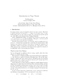 Introduction to Type Theory