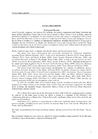 LUCIO GREGORETTI Professional Resume Lucio Gregoretti