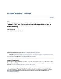Platform Barriers to Entry and the Limits of Data Portability