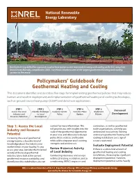 Policymakers' Guidebook for Geothermal Heating And