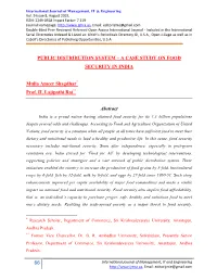 Public Distribution System – a Case Study on Food Security in India