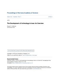 The Development of Archeology in Iowa: an Overview