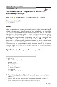 The Lived Experience of Codependency: an Interpretative Phenomenological Analysis
