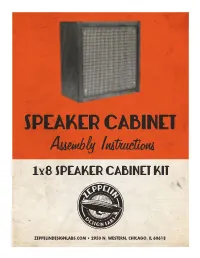 1X8 Speaker Cab Assembly Manual
