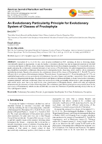 An Evolutionary Particularity Principle for Evolutionary System of Classes of Fructophyta