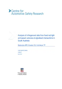Analysis of Infringement Data from Fixed Red Light and Speed Cameras at Signalised Intersections in South Australia