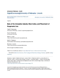 Bats of the Grenadine Islands, West Indies, and Placement of Koopman's Line