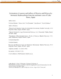 Estimation of Sources and Inflow of Dioxins and Polycyclic Aromatic Hydrocarbons from the Sediment Core of Lake Suwa, Japan