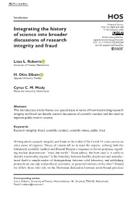 Integrating the History of Science Into Broader Discussions of Research Integrity and Fraud