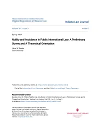 Nullity and Avoidance in Public International Law: a Preliminary Survey and a Theoretical Orientation