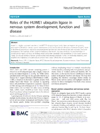 Roles of the HUWE1 Ubiquitin Ligase in Nervous System Development, Function and Disease Andrew C