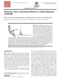 Structure, Anion, and Solvent Effects on Cation Response in ESI-MS