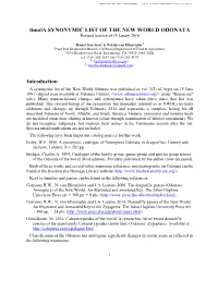 Timola SYNONYMIC LIST of the NEW WORLD ODONATA Introduction