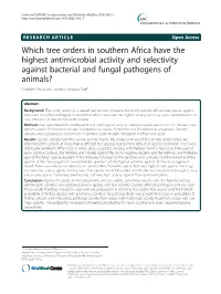 Which Tree Orders in Southern Africa Have the Highest Antimicrobial Activity and Selectivity Against Bacterial and Fungal Pathog