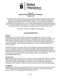 2020-2021 Encuentros: Open Class Program (Ages 6-18)